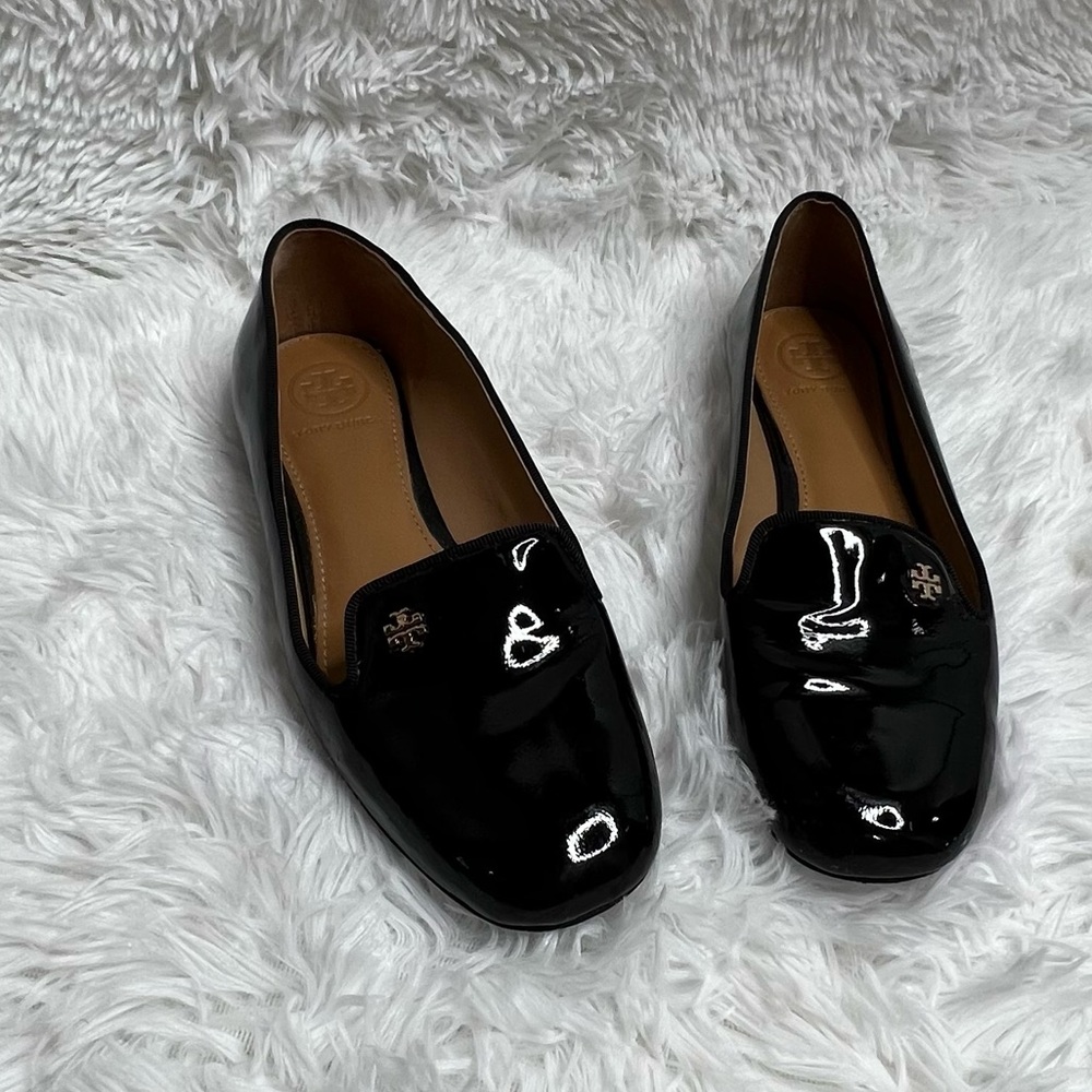 Tory Burch Black Patent Leather Samantha Loafers